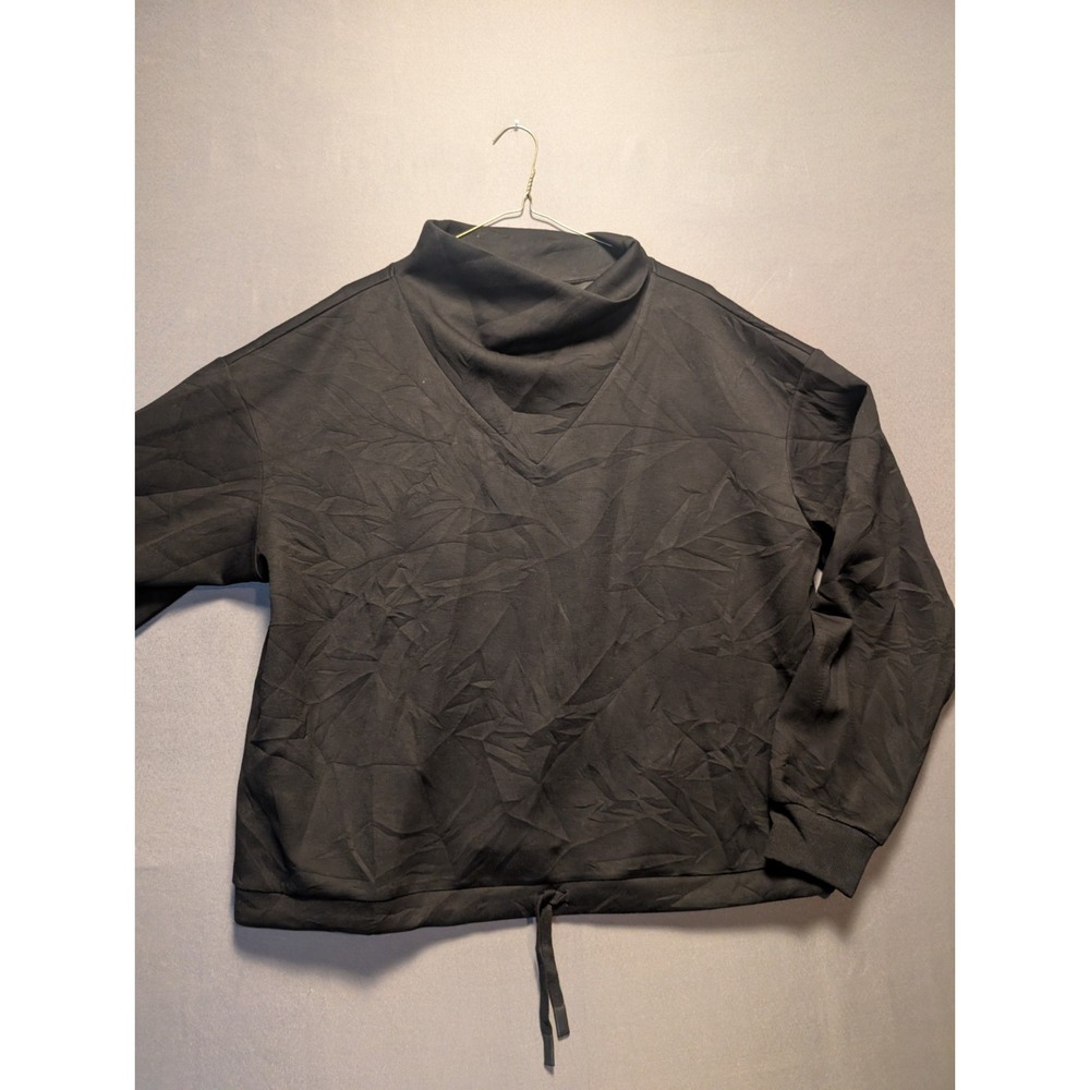 Caracilia Sweatshirt Womens XL Black Funnel Neck Drawstring Hem Long Sleeve